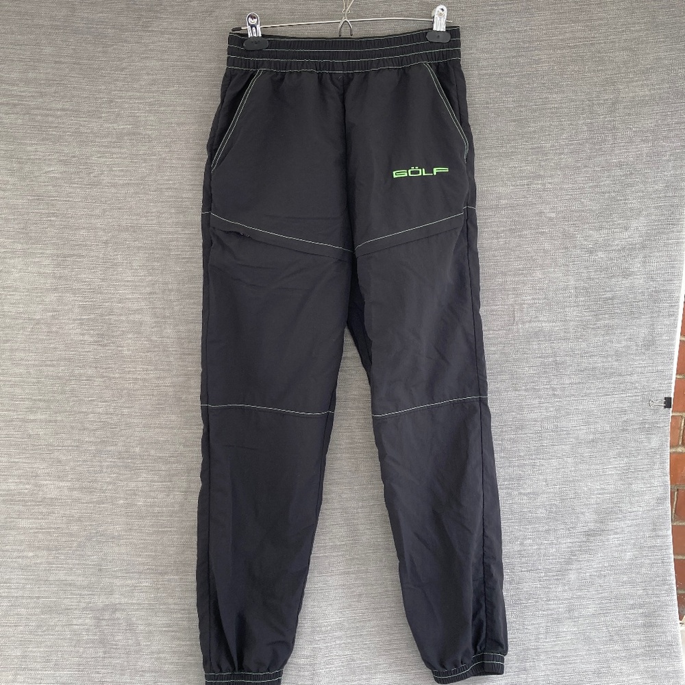 Golf Wang Bolt Nylon Pants Black Men’s XS Green Stitching